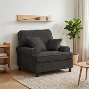 vidaXL XL naslanjač z blazinami Temno siva Platno z 1,5 črtami
