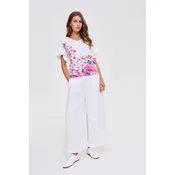 Marisse White Floral Print Blouse