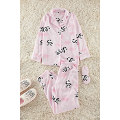 Trendyol Light Pink Panda Patterned Sleep Band Polar Winter Knitted Pajama Set