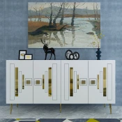 Hanah Home Konzolni sto Seduna, 150x75x35 cm, Belo-zlatne boje
