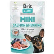 shumee Brit Care Dog | Mini | 85g vrečka - losos in sled steriliziran 85g