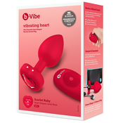 b-vibe srce - akumulator, radio analni vibrator (crven)