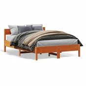 shumee vidaXL Posteljni okvir brez vzmetnice, voskano rjav 140x190 cm, masiven bor