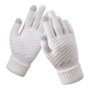Zimske rukavice Velvet Touch - ženske touchscreen rukavice od baršuna za tople dlanove za vrijeme najhladnijih zimskih dana - bijele
