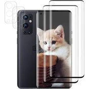 shumee 2x KALJENO STEKLO ZA ONEPLUS 9 PRO ZAOBLJENE STRANKE + 2x ZAŠČITA ZA KAMERO