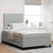 vidaXL vidaXL Box Spring Postelja z Blazino in LED Svetlobo Svetlo Siva 120x190 cm Žamet, (22050411)