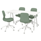 TROTTEN / LANGFJÄLL Konferencijski sto i stolice, bela/zeleno-siva, 160x80 cm