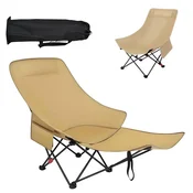 Brown 2-v-1 kamping stol, zložljiv, napihljiv stol z nastavljivim naslonjalom