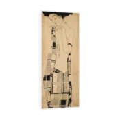 Canvas Slika na platnu Standing Girl, Egon Schiele, Sa ramom, 20 x 50 cm, Beli