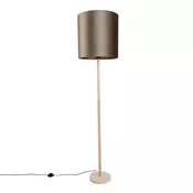 Lesena stoječa svetilka s taupe žametnim senčilom 40 cm - Mels