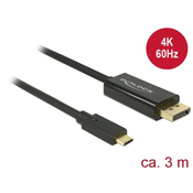 Delock Kabel USB Type-C™ moški in Displayport moški (DP Alt Mode) 4K 60 Hz 3 m črn