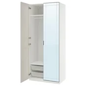 PAX/KAMMARTORP/FLISBERGET Garderobni sestav, bela ogledalo/siva bela, 100x60x236 cm