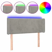 Vidaxl LED posteljno vzglavje svetlo sivo 93x16x78/88 cm žamet