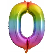 GoDan Folija balon številka 0, mavrica, 85 cm