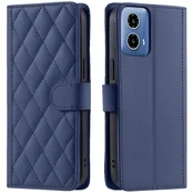 Overboard Preklopni ovitek za Motorola Moto G24/G24 Power/G04, usnjen romb čez telo, moder