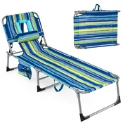 COSTWAY Zložljivi ležalnik za plažo z luknjami za glavo in roke Ležalnik za sončenje, (5000233896)
