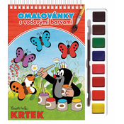 Krtek - pobarvanka z vodnimi barvami in čopičem