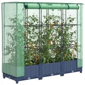 shumee vidaXL Visoka greda s prevleko za rastlinjak videz ratana 120x40x123cm