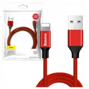 BASEUS Kabel z tkaninsko oplaščeno prevodno žico USB – iPhone Lightning 1,8 m – rdeč