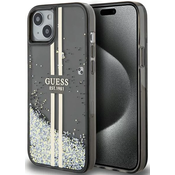 Guess GUHCP15MLFCSEGK iPhone 15 Plus 6.7 black hardcase Liquid Glitter Gold Stripes (GUHCP15MLFCSEGK)