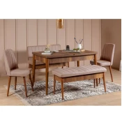 Hanah Home Vina Trpezarijski set, smeda-krem boja