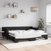 Dnevni krevet na razvlacenje crni 90 x 200 cm od tkanine