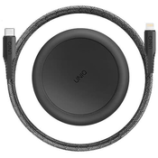 UNIQ MFI Halo USB-C-Lightning 18W valcovaný nylon 1,2m čierny/midnight black (Uni000005)