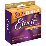 Elixir 16544 Nanoweb Phosphor Bronze Custom Light 11-52 3-PACK