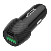 Unitek P1400A Avtomobilski polnilnik, 38W, USB-A, USB-C, QC 3.0, črn