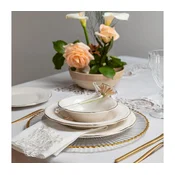 24-delni jedilni set bel/zlat/porcelan