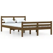 Vidaxl Posteljni okvir medeno rjav iz trdnega lesa 150x200 cm