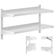 shumee Dvojna nastavljiva stenska polica za catering JEKLO 100 x 40 cm