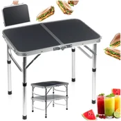 shumee Zložljiva kamping miza, raztegljiva kamping miza, vrtna miza, 2 v 1, 60x40 cm