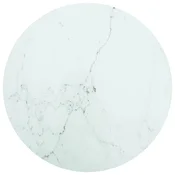 Vidaxl Mizna plošča bela O60x0,8 cm kaljeno steklo z marmorjem