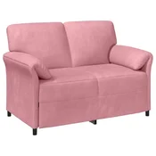 Vidaxl Kavč za 2 osebi Roza 138 x 83 x 95 cm Žamet