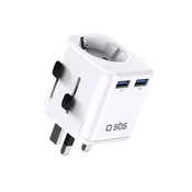 SBS SBS 2XUSB-A POTOVALNI ADAPTER ZA EVROPSKO POLNJENJE UNIVERZALNO NAPAJALNIK, (5000261393)