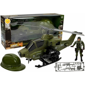 Lean-toys Vojaški set, helikopter s čelado in dodatki