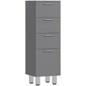 Homestar Kopalniška omarica 4 predali 30x30x93 cm siva