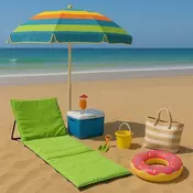 LEMON PLANET Sklopiva ležaljka za plažu 140x39cm/ zelena