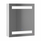 HOMCOM Kopalniška stenska omarica z 1 vrati, ogledalom in led lučmi | 2 notranji polici | mdf bela (60 x 50 x 15 cm)