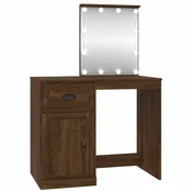 Vidaxl Toaletna mizica z LED lučmi rjavi hrast 90x50x132,5 cm inž. les