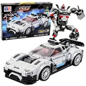 Kockice za slaganje 2 v 1 avto-robod SPEED - 320 elementov, bela