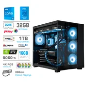 Računalnik MEGA MT S5 i5-14600K/RTX5060Ti-16GB/32GB-DDR5/1TB-4.0/750W/Brez OS/črna RGB Estetski napajalni kabli [Svetlo modra/Črna]