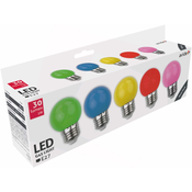 LED sijalka E27 G45 1W DECOR multipack zelena/modra/rumena/rdeča/roza