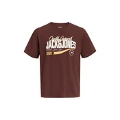 JACK & JONES Majica čokolada / kari / bela