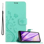 Cadorabo CADORABO Sony Xperia 8 v klasično srebrno - ovitek v cvetličnem dizajnu z magnetnim zapiranjem, stoječo funkcijo in režami za kartice, (20562571)