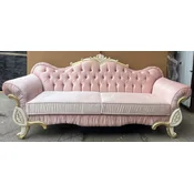 Casa Padrino luxury baroque sofa pink/cream/gold - Baroque style living room sofa with rhinestones - Luxury living room furniture in the baroque style - Baroque furniture