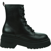 Kožne cizme Tommy Jeans TJW LACE UP BOOT CHUNKY za žene, boja: crna, s platformom, EN0EN02404