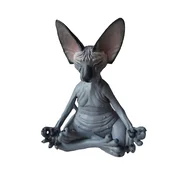INF Meditacijska figura sfinge mačke - Velika, smolnata dekoracija za dom in pisarno Black, (5000165856)