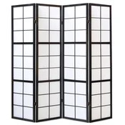 Homestyle4U Pregrada za prostor, 4-delni Shoji, 176x2,2x175 cm, črna